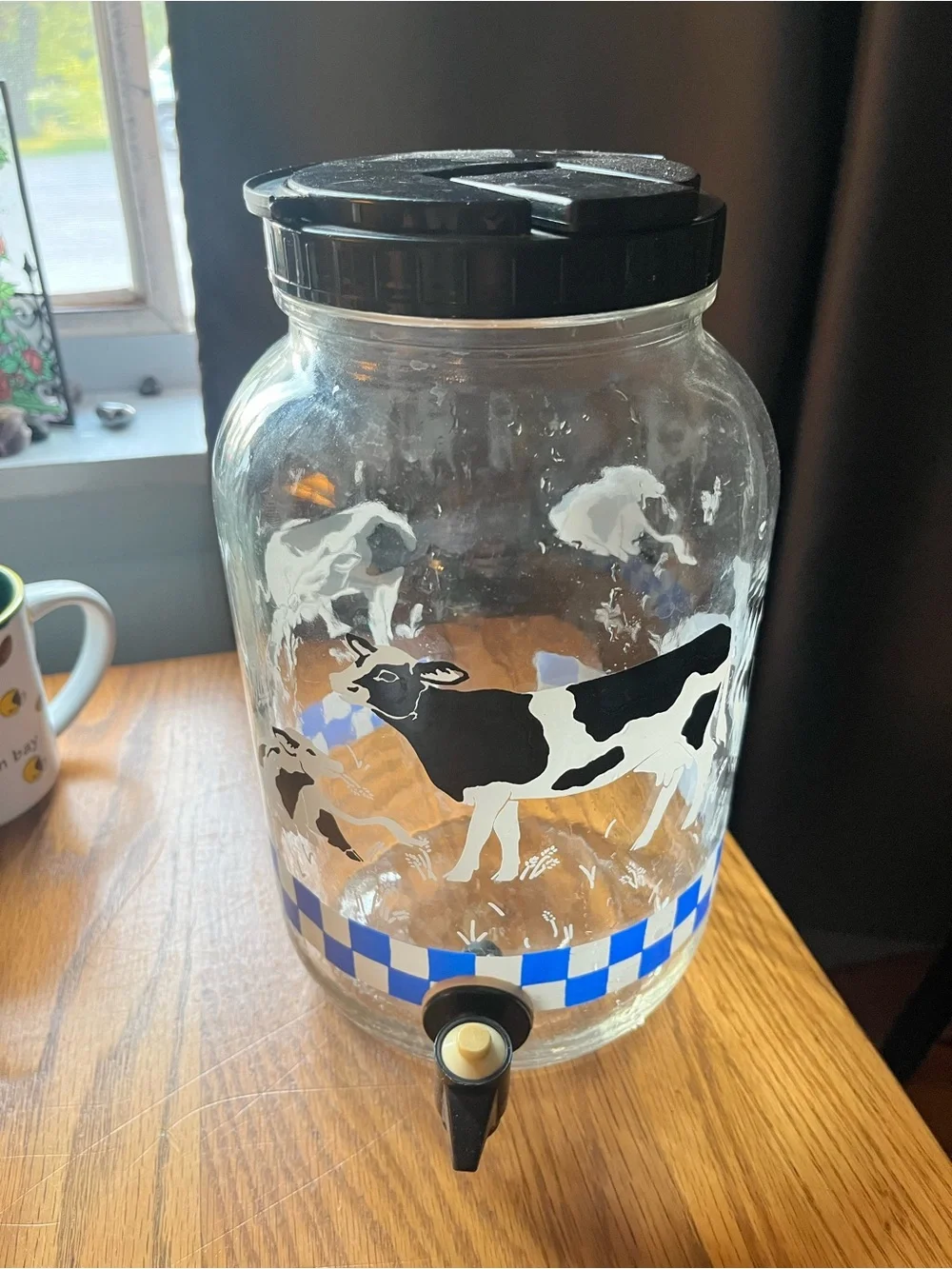 Vintage Anchor Hocking Cow Water Jug RARE HTF 10.5 inch Cottagecore